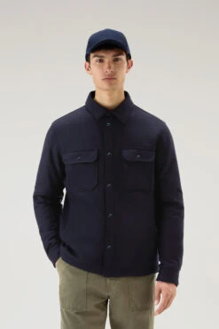 Woolrich Giacca A Camicia Imbottita Alaskan In Misto Lana Italiana Riciclata - Uomo - Blu