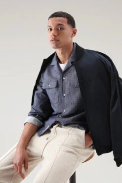 Woolrich Giacca A Camicia In Misto Cotone E Lino - Uomo - Blu -Offerta Economica Vestiario CFWOOS0078MRUT3373 31016 3