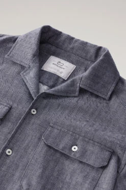 Woolrich Giacca A Camicia In Misto Cotone E Lino - Uomo - Blu -Offerta Economica Vestiario CFWOOS0078MRUT3373 31016 5