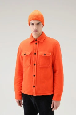 Giacca A Camicia In Misto Lana Vergine Con Fodera In Sherpa Serving The People / Woolrich - Uomo - Rosso