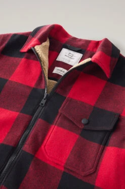 Woolrich Giacca A Camicia In Misto Lana Italiana Riciclata Foderata In Sherpa - Uomo - Rosso -Offerta Economica Vestiario CFWOOS0101MRUT3046 5321 5