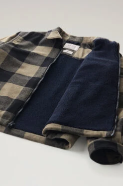 Woolrich Giacca A Camicia In Misto Lana Italiana Riciclata Foderata In Sherpa - Uomo - Verde -Offerta Economica Vestiario CFWOOS0101MRUT3046 6474 7