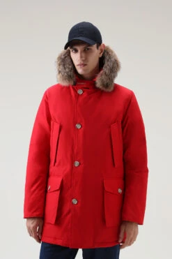 Woolrich Arctic Parka In Ramar Cloth Con Pelliccia Removibile - Uomo - Rosso