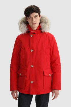 Woolrich Arctic Anorak In Ramar Cloth Con Pelliccia Removibile - Uomo - Rosso