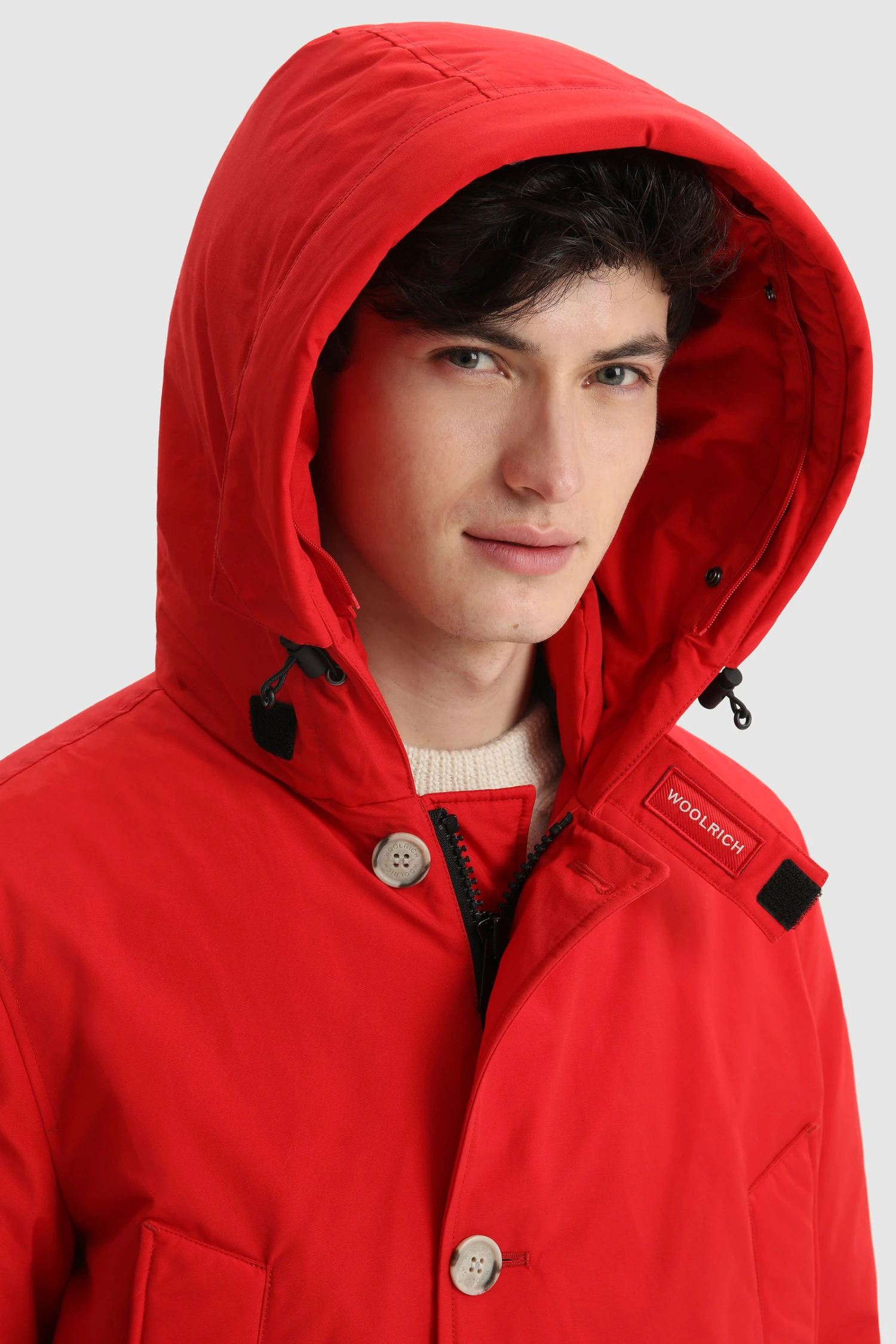 Woolrich Arctic Anorak In Ramar Cloth Con Pelliccia Removibile - Uomo - Rosso 7 Woolrich Arctic Anorak In Ramar Cloth Con Pelliccia Removibile - Uomo - Rosso - immagine 5