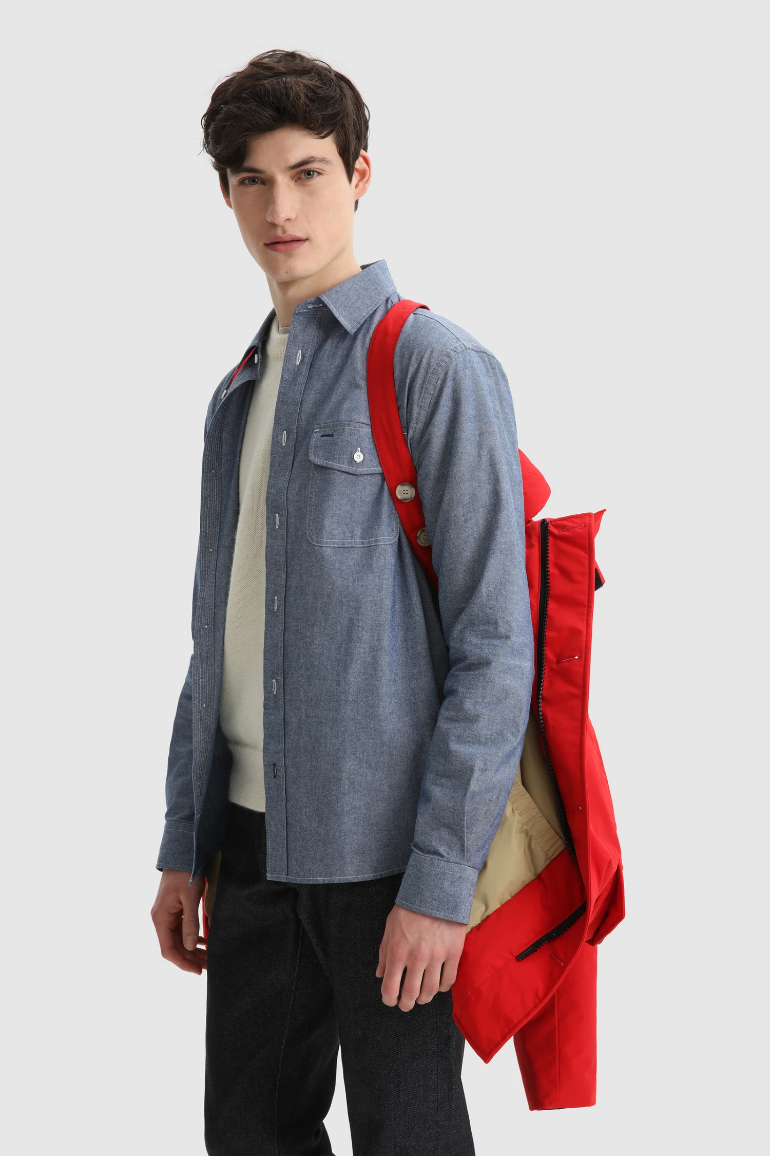 Woolrich Arctic Anorak In Ramar Cloth Con Pelliccia Removibile - Uomo - Rosso 9 Woolrich Arctic Anorak In Ramar Cloth Con Pelliccia Removibile - Uomo - Rosso - immagine 7