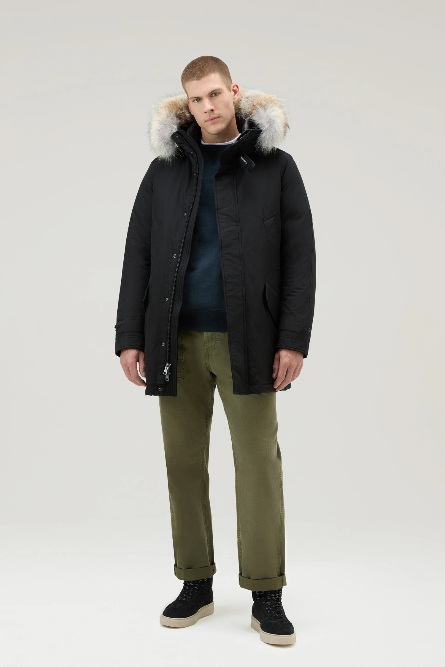 Woolrich Polar Parka In Ramar Cloth Con Collo Alto E Bordo In Pelliccia - Uomo - Nero 4 Woolrich Polar Parka In Ramar Cloth Con Collo Alto E Bordo In Pelliccia - Uomo - Nero - immagine 2