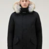 Woolrich Polar Parka In Ramar Cloth Con Collo Alto E Bordo In Pelliccia - Uomo - Nero -Offerta Economica Vestiario CFWOOU0486MRUT0001 BLK