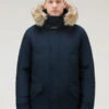 Woolrich Polar Parka In Ramar Cloth Con Collo Alto E Bordo In Pelliccia - Uomo - Blu -Offerta Economica Vestiario CFWOOU0486MRUT0001 MLB