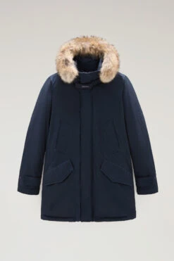 Woolrich Polar Parka In Ramar Cloth Con Collo Alto E Bordo In Pelliccia - Uomo - Blu -Offerta Economica Vestiario CFWOOU0486MRUT0001 MLB 4