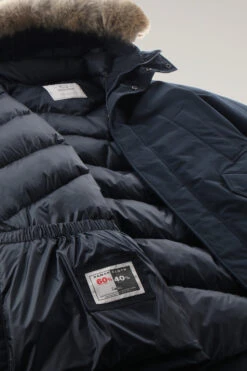 Woolrich Polar Parka In Ramar Cloth Con Collo Alto E Bordo In Pelliccia - Uomo - Blu -Offerta Economica Vestiario CFWOOU0486MRUT0001 MLB 9