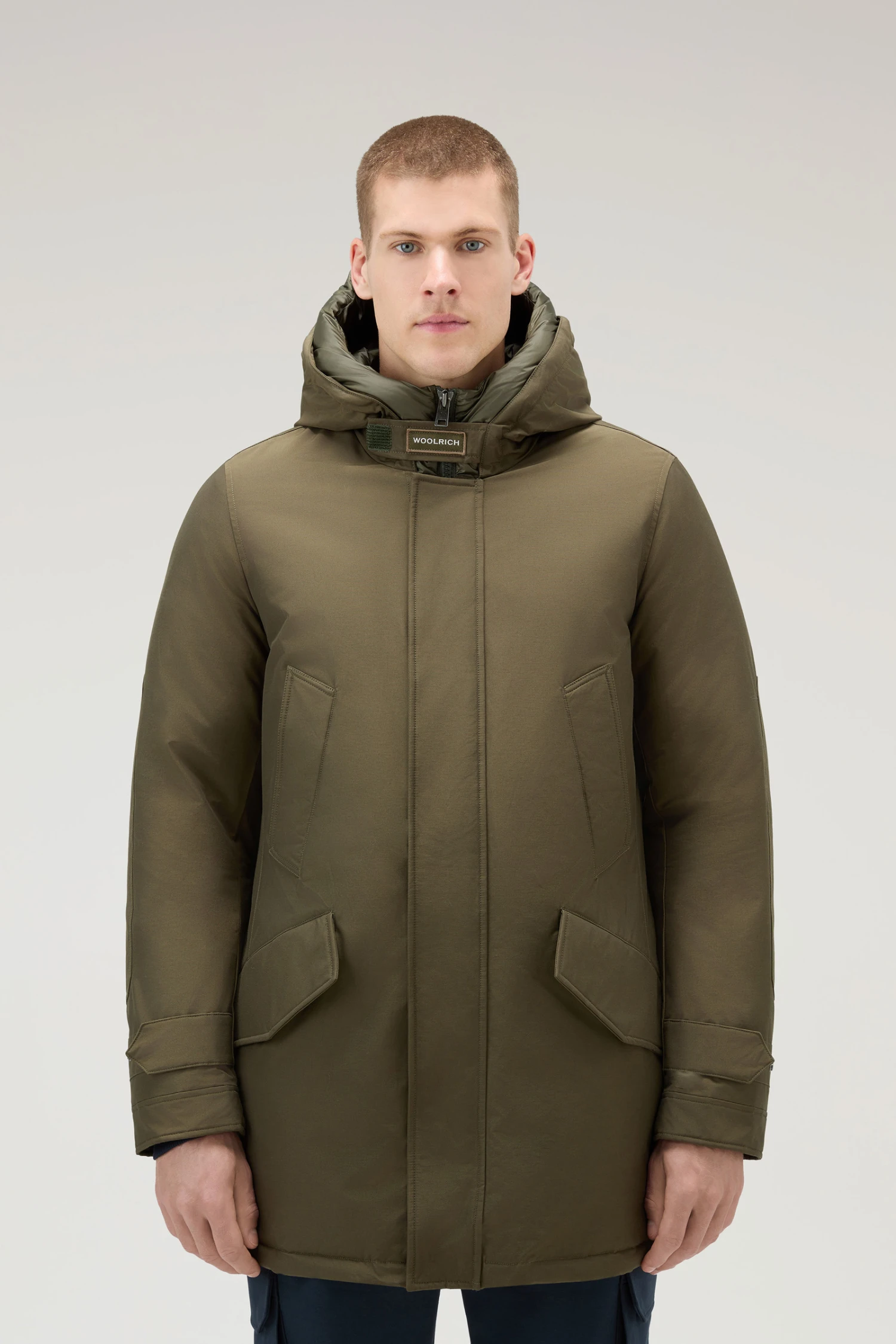 Woolrich Polar Parka In Ramar Cloth Con Collo Alto - Uomo - Verde 3 Woolrich Polar Parka In Ramar Cloth Con Collo Alto - Uomo - Verde