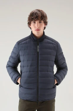 Woolrich Piumino Leggero Bering Tech In Microfibra - Uomo - Blu