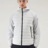 Woolrich Giacca Hybrid In Nylon Crinkle Con Trapuntatura Frontale E Cappuccio - Uomo - Bianco