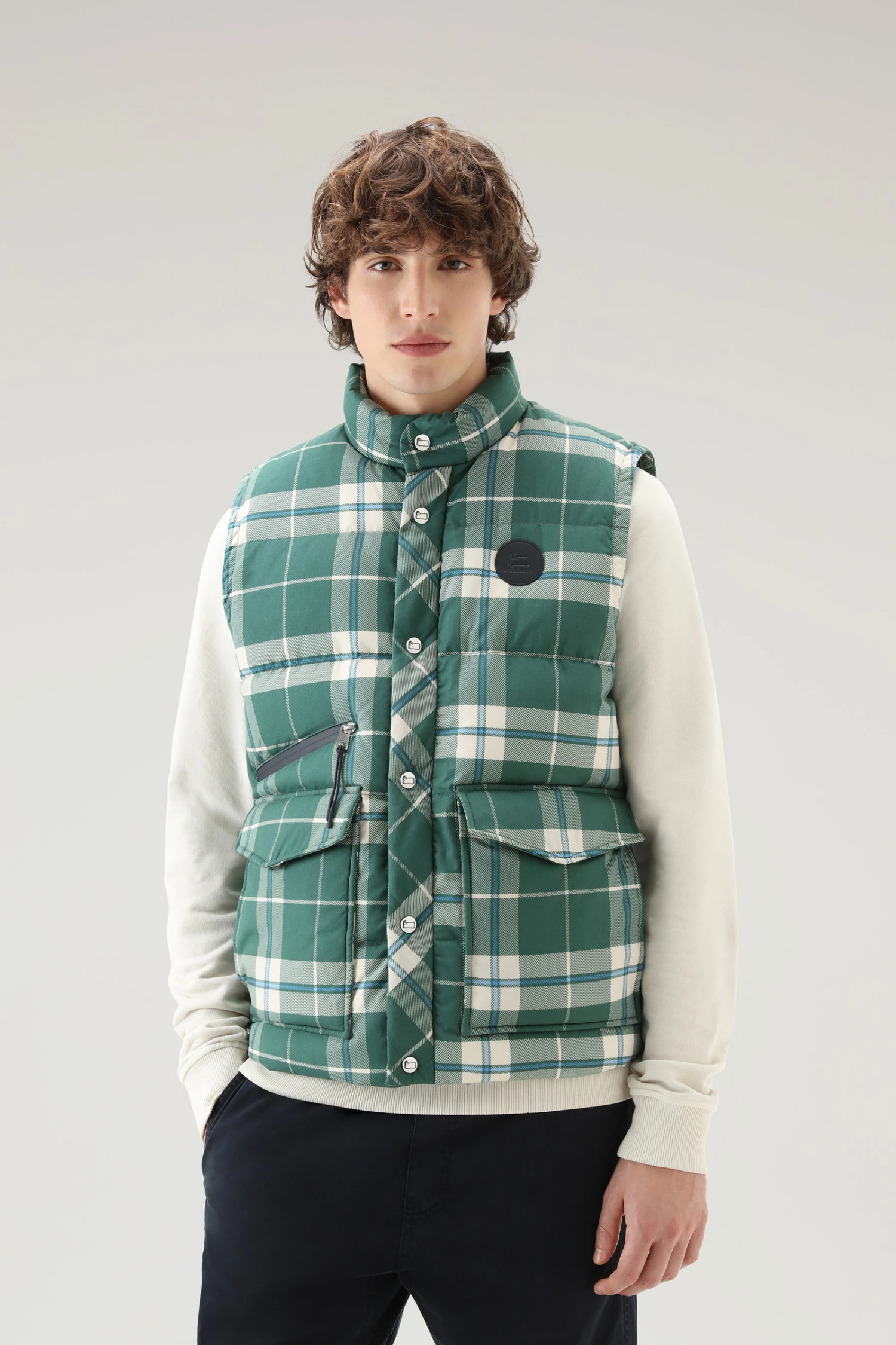 Woolrich Gilet Aleutian In Puro Cotone Trapuntato Con Stampa A Quadri - Uomo - Verde 3 Woolrich Gilet Aleutian In Puro Cotone Trapuntato Con Stampa A Quadri - Uomo - Verde