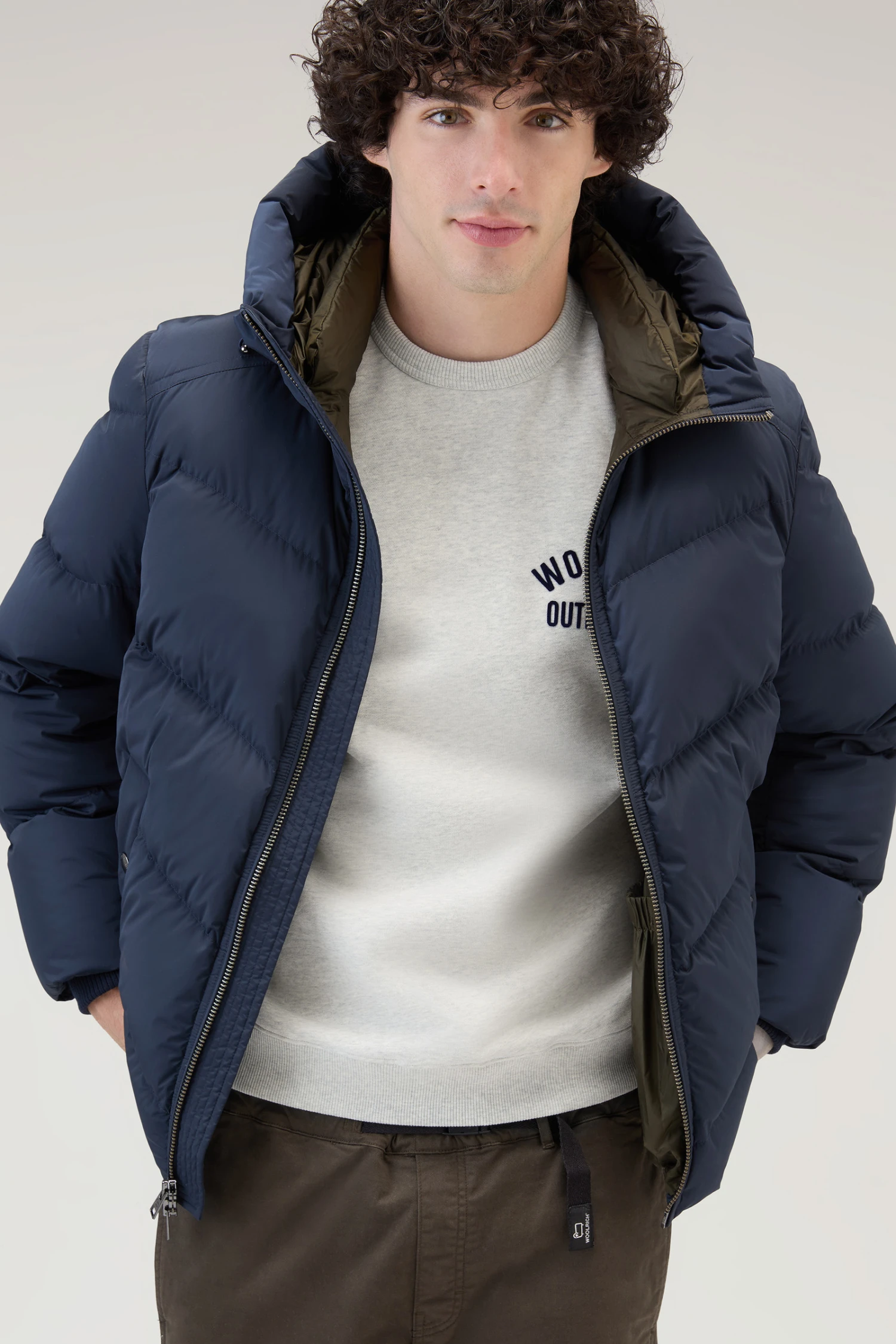 Woolrich Piumino Premium In Nylon Elasticizzato - Uomo - Blu 6 Woolrich Piumino Premium In Nylon Elasticizzato - Uomo - Blu - immagine 4