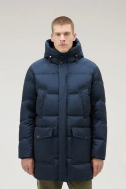 Woolrich Premium Parka Trapuntato In Nylon Elasticizzato - Uomo - Blu