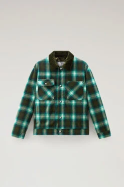 Woolrich Giacca Trucker In Misto Lana Riciclata Imbottita - Uomo - Verde -Offerta Economica Vestiario CFWOOU0779MRUT3093 6601 4