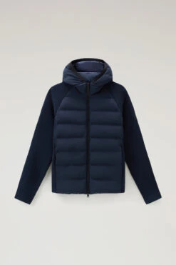 Woolrich Giacca Bering Ibrida In Nylon Elasticizzato Con Cappuccio - Uomo - Blu -Offerta Economica Vestiario CFWOOU0790MRUT3107 3989 4