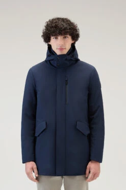 Woolrich Cappotto Barrow Mac In Tech Softshell - Uomo - Blu