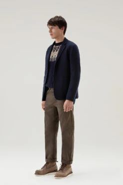 Woolrich Blazer In Misto Lana Riciclata Manteco - Uomo - Blu -Offerta Economica Vestiario CFWOOU0820MRUT3518 3989 3