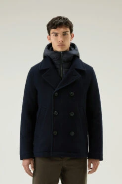 Woolrich Caban 2 In 1 In Misto Lana Italiana Riciclata - Uomo - Blu