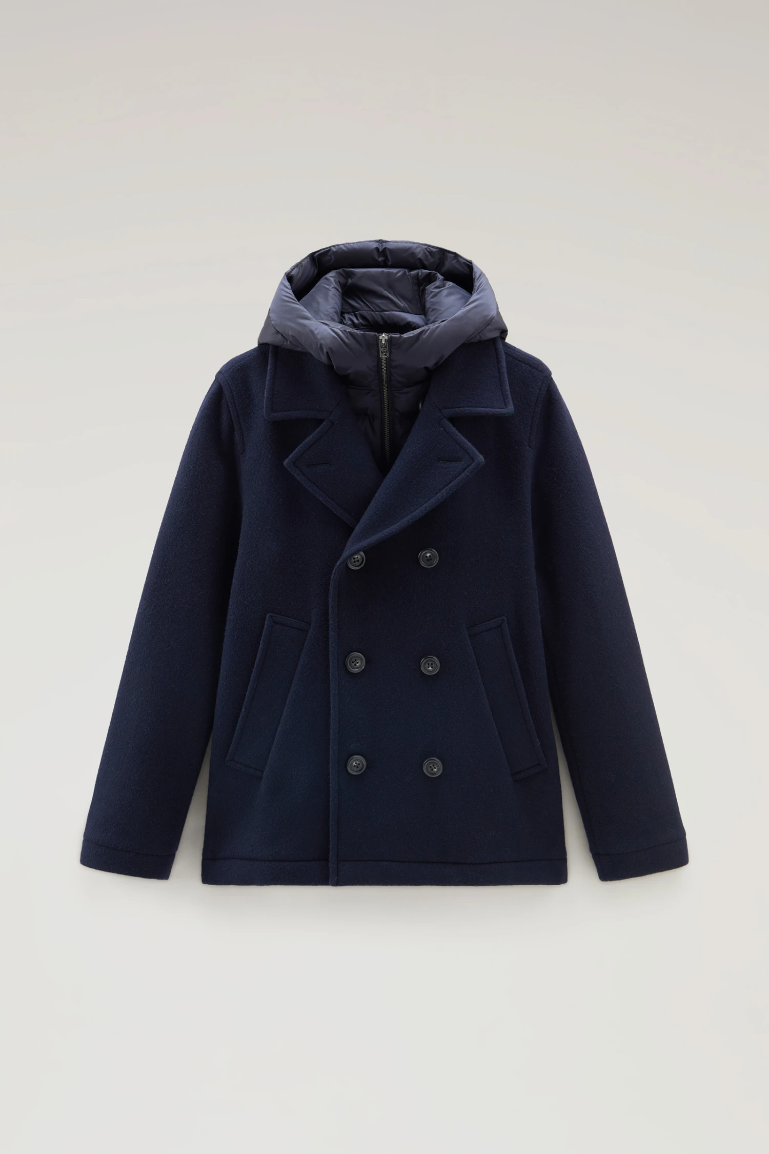 Woolrich Caban 2 In 1 In Misto Lana Italiana Riciclata - Uomo - Blu 7 Woolrich Caban 2 In 1 In Misto Lana Italiana Riciclata - Uomo - Blu - immagine 5