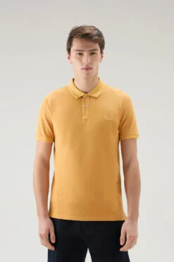 Woolrich Polo Mackinack Tinta In Capo In Piqué Di Cotone Elasticizzato - Uomo - Giallo
