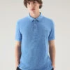 Woolrich Polo Mackinack Tinta In Capo In Piqué Di Cotone Elasticizzato - Uomo - Blu