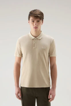 Woolrich Polo Mackinack Tinta In Capo In Piqué Di Cotone Elasticizzato - Uomo - Beige