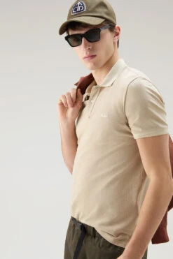Woolrich Polo Mackinack Tinta In Capo In Piqué Di Cotone Elasticizzato - Uomo - Beige -Offerta Economica Vestiario CFWOPO0035MRUT1483 4377 3