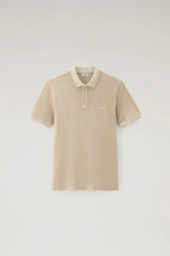 Woolrich Polo Mackinack Tinta In Capo In Piqué Di Cotone Elasticizzato - Uomo - Beige -Offerta Economica Vestiario CFWOPO0035MRUT1483 4377 4