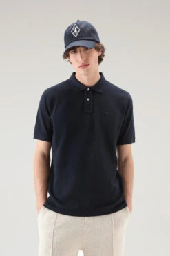 Woolrich Polo In Piqué Di Puro Cotone - Uomo - Blu