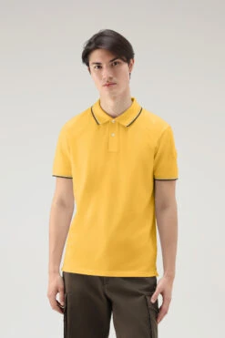 Woolrich Polo Monterey In Piqué Di Cotone Elasticizzato - Uomo - Giallo