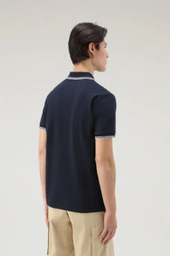 Woolrich Polo Monterey In Piqué Di Cotone Elasticizzato - Uomo - Blu -Offerta Economica Vestiario CFWOPO0053MRUT2932 3989 2