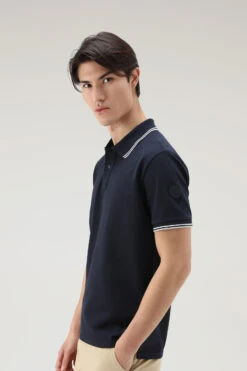 Woolrich Polo Monterey In Piqué Di Cotone Elasticizzato - Uomo - Blu -Offerta Economica Vestiario CFWOPO0053MRUT2932 3989 3
