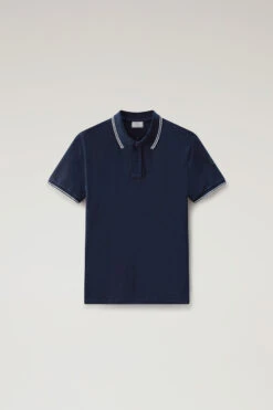 Woolrich Polo Monterey In Piqué Di Cotone Elasticizzato - Uomo - Blu -Offerta Economica Vestiario CFWOPO0053MRUT2932 3989 4