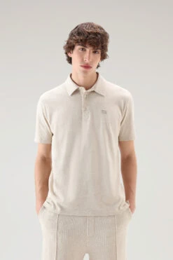 Woolrich Polo In Misto Cotone E Lino - Uomo - Beige