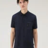Woolrich Polo A Maniche Corte In Piqué Di Cotone Elasticizzato - Uomo - Blu -Offerta Economica Vestiario CFWOPO0055MRUT2932 3989