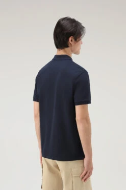 Woolrich Polo A Maniche Corte In Piqué Di Cotone Elasticizzato - Uomo - Blu -Offerta Economica Vestiario CFWOPO0055MRUT2932 3989 2