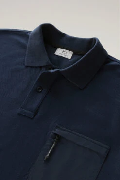 Woolrich Polo A Maniche Corte In Piqué Di Cotone Elasticizzato - Uomo - Blu -Offerta Economica Vestiario CFWOPO0055MRUT2932 3989 5