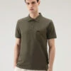 Woolrich Polo A Maniche Corte In Piqué Di Cotone Elasticizzato - Uomo - Verde -Offerta Economica Vestiario CFWOPO0055MRUT2932 614