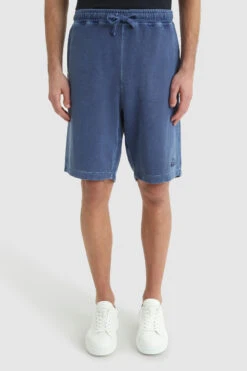 Woolrich Pantaloncini In Cotone Felpato Tinto In Capo - Uomo - Blu