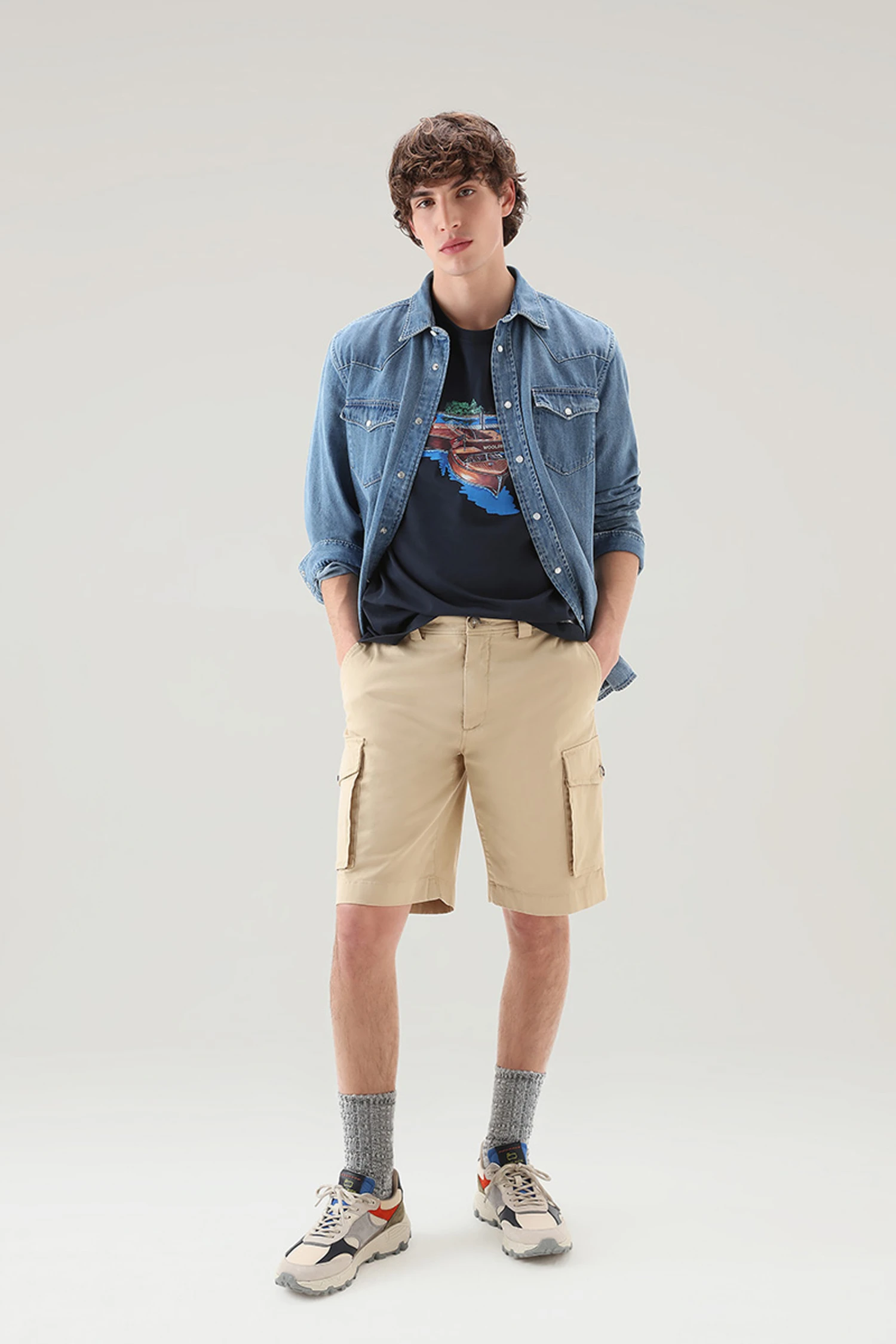 Woolrich Pantaloncini Cargo Tinti In Capo - Uomo - Beige 4 Woolrich Pantaloncini Cargo Tinti In Capo - Uomo - Beige - immagine 2