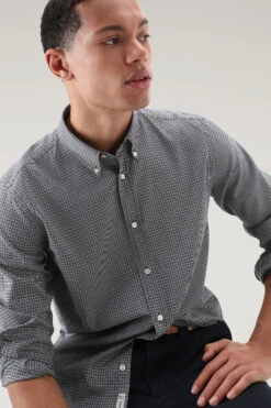 Woolrich Camicia A Quadri In Puro Fresco Lana Vergine Merino - Uomo - Blu -Offerta Economica Vestiario CFWOSI0084MRUT2999 30032 3