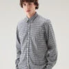 Woolrich Camicia A Quadri In Puro Fresco Lana Vergine Merino - Uomo - Blu -Offerta Economica Vestiario CFWOSI0084MRUT2999 3982