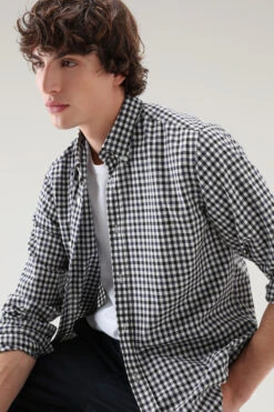 Woolrich Camicia A Quadri In Puro Fresco Lana Vergine Merino - Uomo - Blu -Offerta Economica Vestiario CFWOSI0084MRUT2999 3982 3