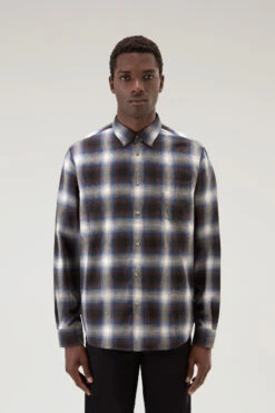 Woolrich Camicia Madras A Quadri In Flanella Leggera - Uomo - Grigio
