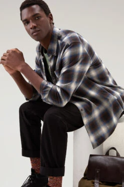 Woolrich Camicia Madras A Quadri In Flanella Leggera - Uomo - Grigio -Offerta Economica Vestiario CFWOSI0089MRUT3180 1840 3