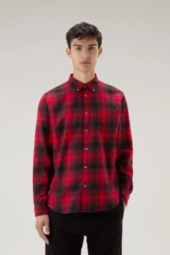 Woolrich Camicia Madras A Quadri In Flanella Leggera - Uomo - Rosso